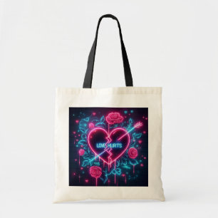 Valentijnsdag liefde doet pijn Neon hart Tote Bag