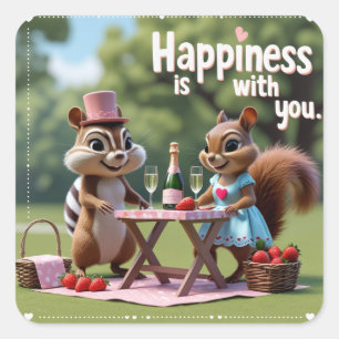 Valentijnsdag liefde eekhoorn vierkante sticker
