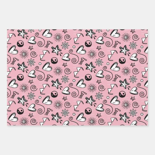 Valentijnsdag Liefde en hartslag Roze Patroon Inpakpapier Vel (Voorkant)