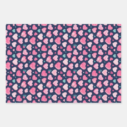 Valentijnsdag Liefde en Hartzakje Roze Patroon Inpakpapier Vel (Voorkant 2)