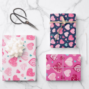 Valentijnsdag Liefde en Hartzakje Roze Patroon Inpakpapier Vel