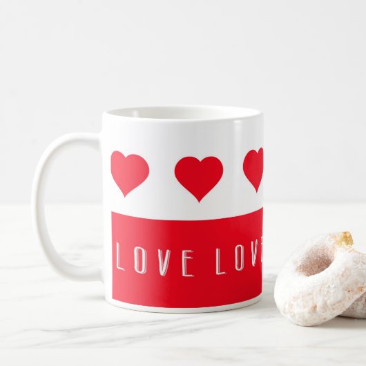 Valentijnsdag Liefde en Rode Harten Koffiemok (Met donut)