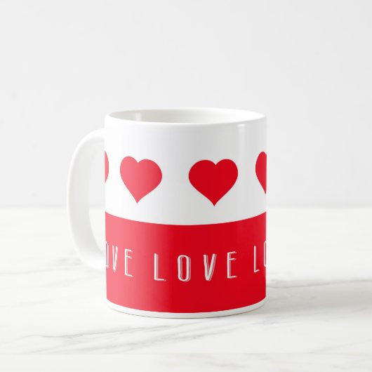 Valentijnsdag Liefde en Rode Harten Koffiemok (Voorkant links)