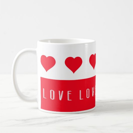 Valentijnsdag Liefde en Rode Harten Koffiemok (Links)