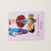Valentijnsdag Liefde Gift Puzzel met Schattige Paa (Horizontaal)