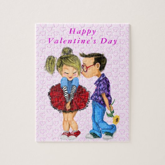 Valentijnsdag Liefde Gift Puzzel met Schattige Paa (Verticaal)