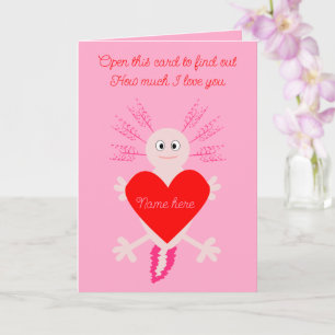 Valentijnsdag Liefde Hart Axolotl Aangepaste Naam Kaart