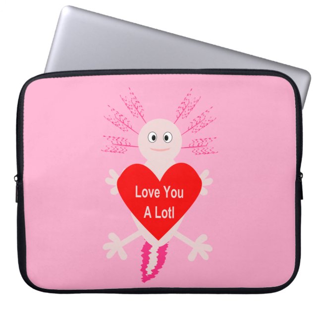 Valentijnsdag Liefde Hart Axolotl Laptop Sleeve (Voorkant)
