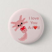 Valentijnsdag Liefde Hart Axolotl Pin-On Button (Voorkant)