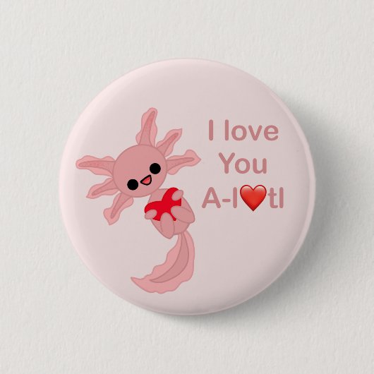 Valentijnsdag Liefde Hart Axolotl Pin-On Button (Voorkant)