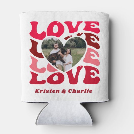Valentijnsdag Liefde Hart Custom Photo Blikjeskoeler (Achterkant)