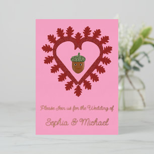 Valentijnsdag Liefde Hart Eikel Aangepaste Trouwda Folie Uitnodiging