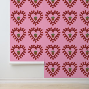 Valentijnsdag Liefde Hart Eikel Patroon Behang
