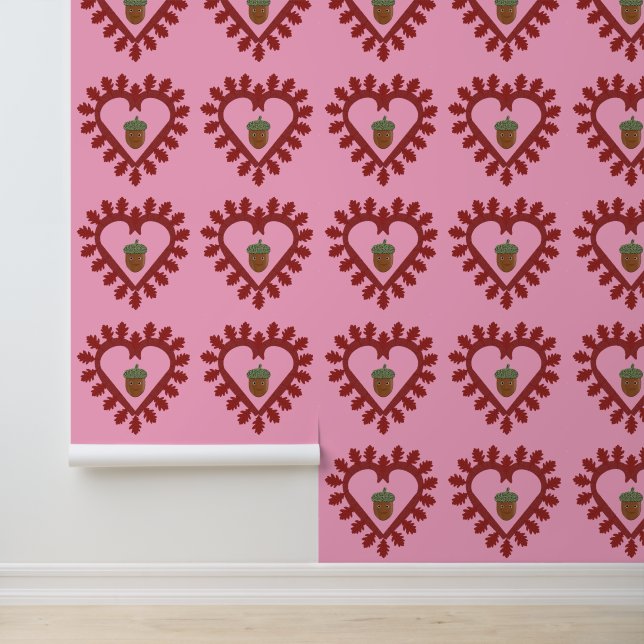 Valentijnsdag Liefde Hart Eikel Patroon Behang (Applicatie)