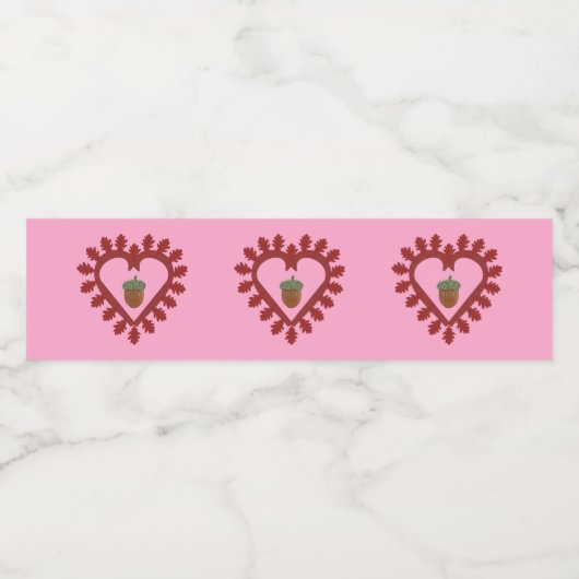 Valentijnsdag Liefde Hart Eikel Waterfles Etiket (Enkel label)