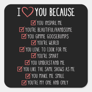 Valentijnsdag liefde hart koppels grappig cadeau i vierkante sticker