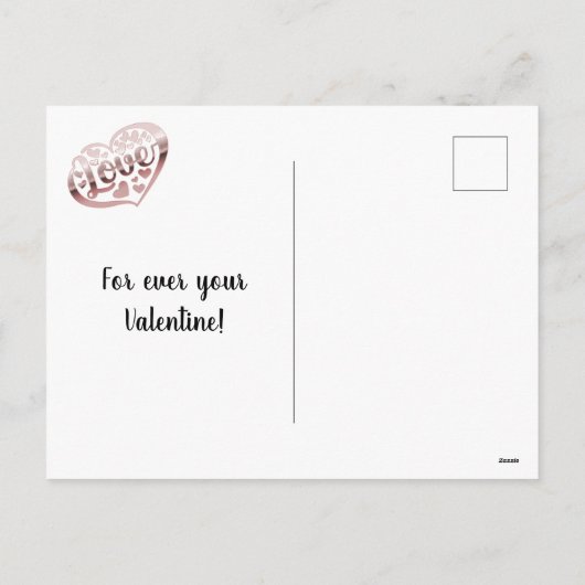 Valentijnsdag liefde hart metallic roos goud wit feestdagenkaart (Achterkant)