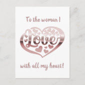 Valentijnsdag liefde hart metallic roos goud wit feestdagenkaart (Voorkant)