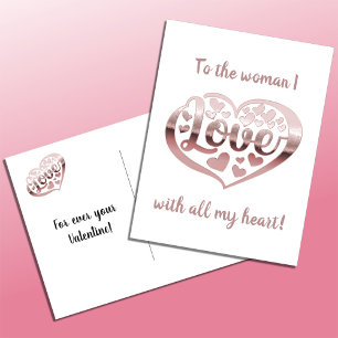 Valentijnsdag liefde hart metallic roos goud wit feestdagenkaart