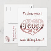 Valentijnsdag liefde hart roos goud wit briefkaart (Voorkant / Achterkant)