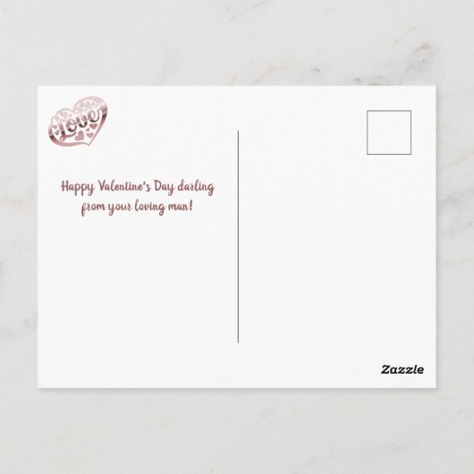 Valentijnsdag liefde hart roos goud wit briefkaart (Achterkant)