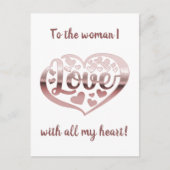 Valentijnsdag liefde hart roos goud wit briefkaart (Voorkant)