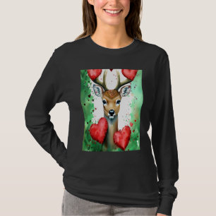 Valentijnsdag Liefde Hart Schattige Herten Vriendi T-shirt