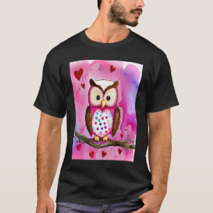 Valentijnsdag Liefde Hart Uil Teddy Vriendin T-shirt