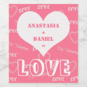 Valentijnsdag liefde hart verlovings paar wijn etiket (Enkel label)