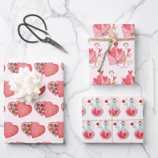Valentijnsdag Liefde Inpakpapier Set van 3 Vel (Voorkant)