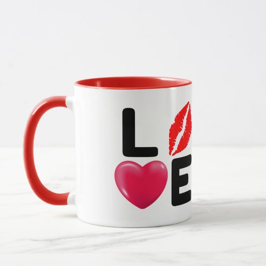 Valentijnsdag LIEFDE Kus en Hart Mok (Links)