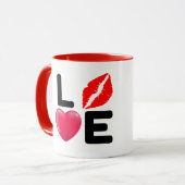 Valentijnsdag LIEFDE Kus en Hart Mok (Voorkant links)