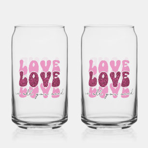 Valentijnsdag "Liefde Liefde Liefde" Blikvorm Glas