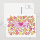 Valentijnsdag Liefde Oranje Bloemen Briefkaart (Voorkant / Achterkant)