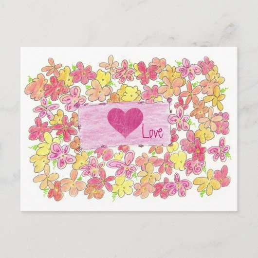 Valentijnsdag Liefde Oranje Bloemen Briefkaart (Voorkant)