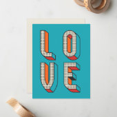 Valentijnsdag - Liefde Retro Kleurblok - Blanco Notitiekaartje (Voorkant / Achterkant in situ)