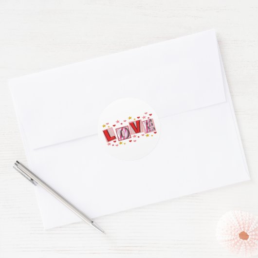 Valentijnsdag liefde ronde sticker (Envelop)