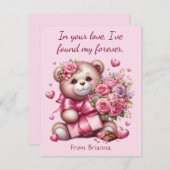 Valentijnsdag Liefde Roos Beer Feestdagenkaart (Voorkant / Achterkant)