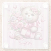 Valentijnsdag Liefde Roos Beer Glazen Onderzetter (Achterkant)