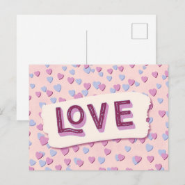 Valentijnsdag Liefde Roze en Blauwe Harten Briefkaart