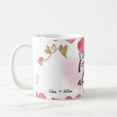 Valentijnsdag Liefde Roze en rood snoep harten Koffiemok (Links)