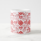 Valentijnsdag liefde roze, rood en wit grote koffiekop (Voorkant)