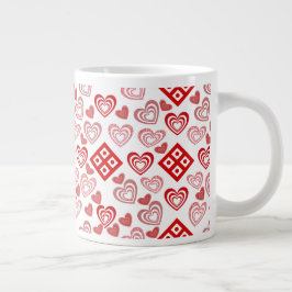 Valentijnsdag liefde roze, rood en wit grote koffiekop