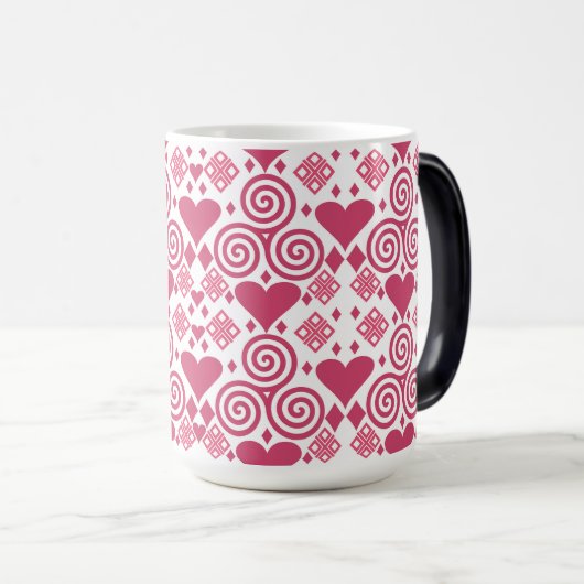 Valentijnsdag liefde roze, rood en wit magische mok (Voorkant rechts)