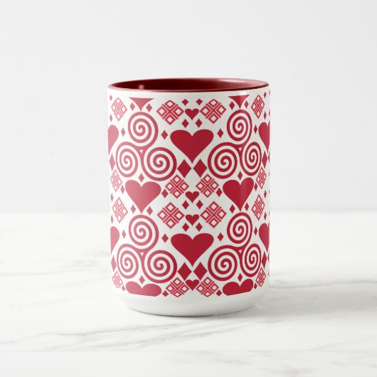 Valentijnsdag liefde roze, rood en wit mok (Midden)