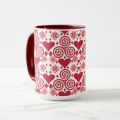 Valentijnsdag liefde roze, rood en wit mok (Voorkant links)