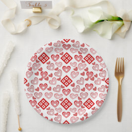 Valentijnsdag liefde roze, rood en wit papieren bordje