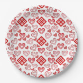 Valentijnsdag liefde roze, rood en wit papieren bordje (Voorkant)