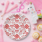 Valentijnsdag liefde roze, rood en wit papieren bordje (Feest)