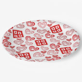 Valentijnsdag liefde roze, rood en wit papieren bordje (Gekanteld)